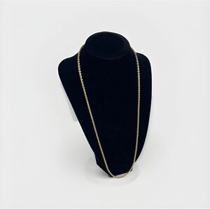 14 KT Gold Wheat Necklace 24” 1.9mm 2.8 Grams Polished Lobster Clasp Marked 14kt